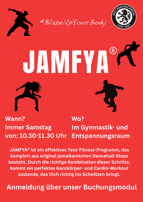 Jamfya feste Stunde auf diesem Bild sieht man unser neues Sportangebot Jamfya, welches immer Samstags on 10.30-11.30 stattfindet