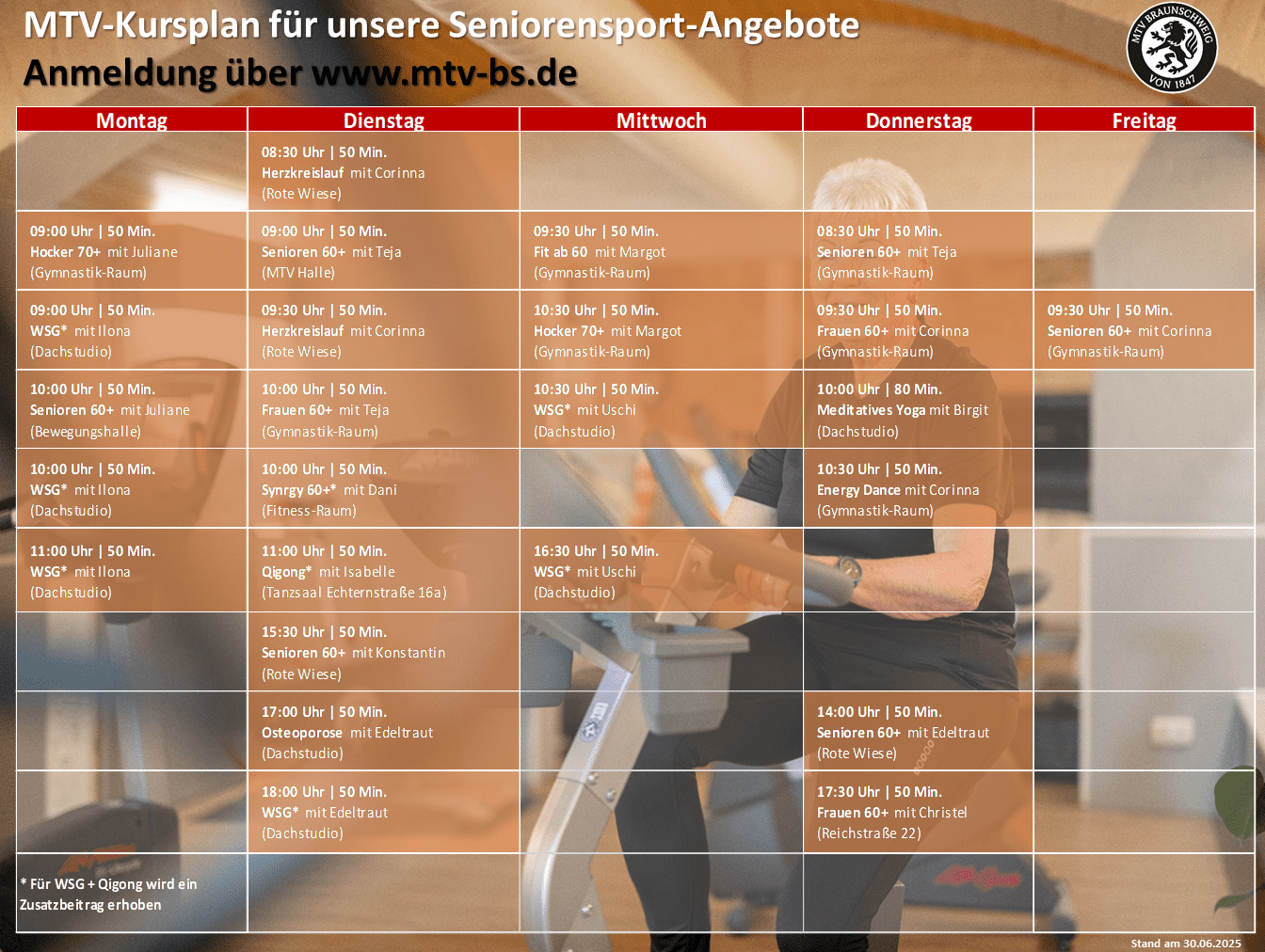 Hier siehst du unseren Kursplan mit Gesundheits- und Seniorenkursen.