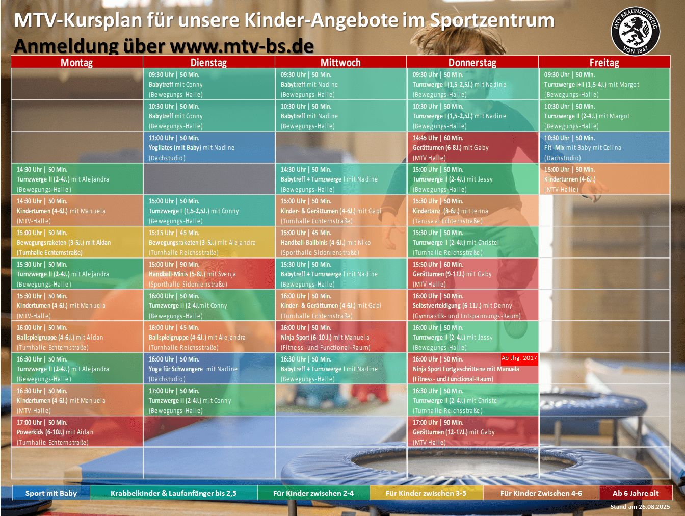 Hier siehst du unseren Kursplan für Kinderangebote.