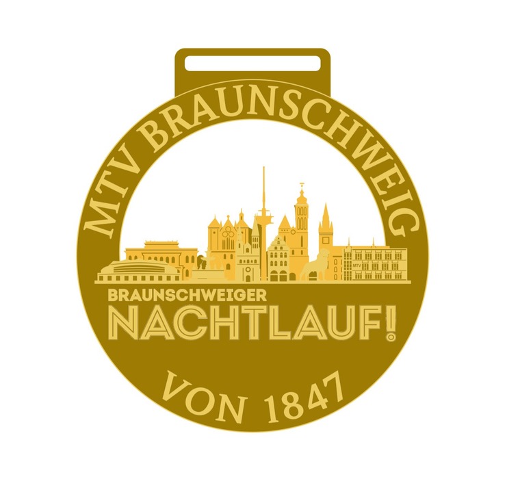 Hier siehst du die Medaille aus dem Jahr 2025. Sie ist golden und zeigt die Skyline von Braunschweig.