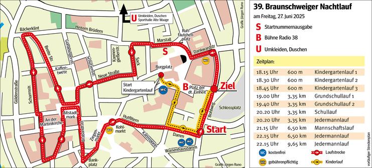 Hier siehst du unsere diesjährige Strecke des 39. Braunschweiger Nachtlaufs.
