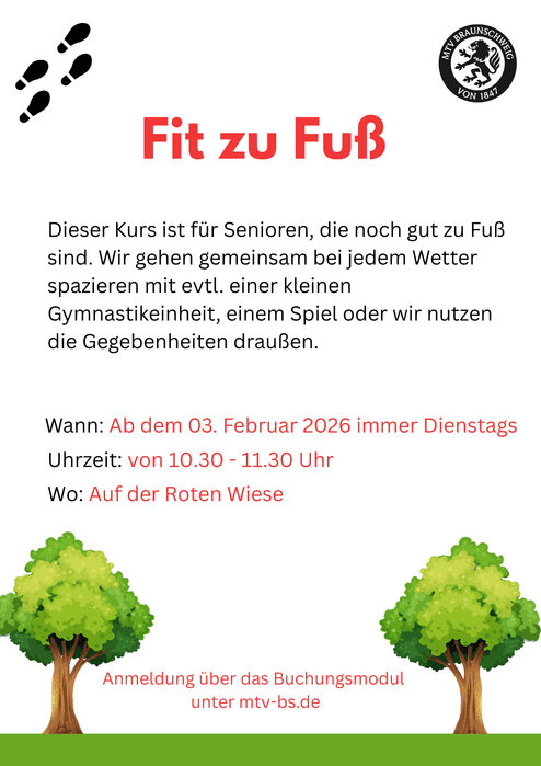 Auf dem Plakat erkennst du unseren neuen Kurs Fit zu Fu&szlig;, welcher ab dem 3. Februar startet