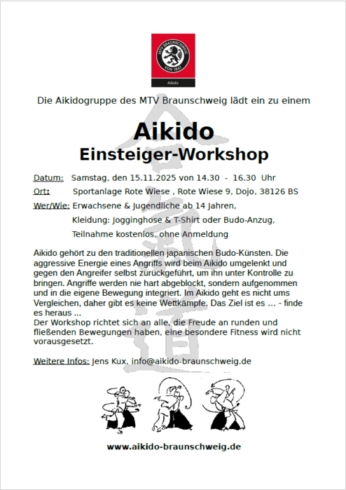Aikido Anfänger Workshop Hier siehst du ein Plakat zu unserem neuen Aikido Workshop