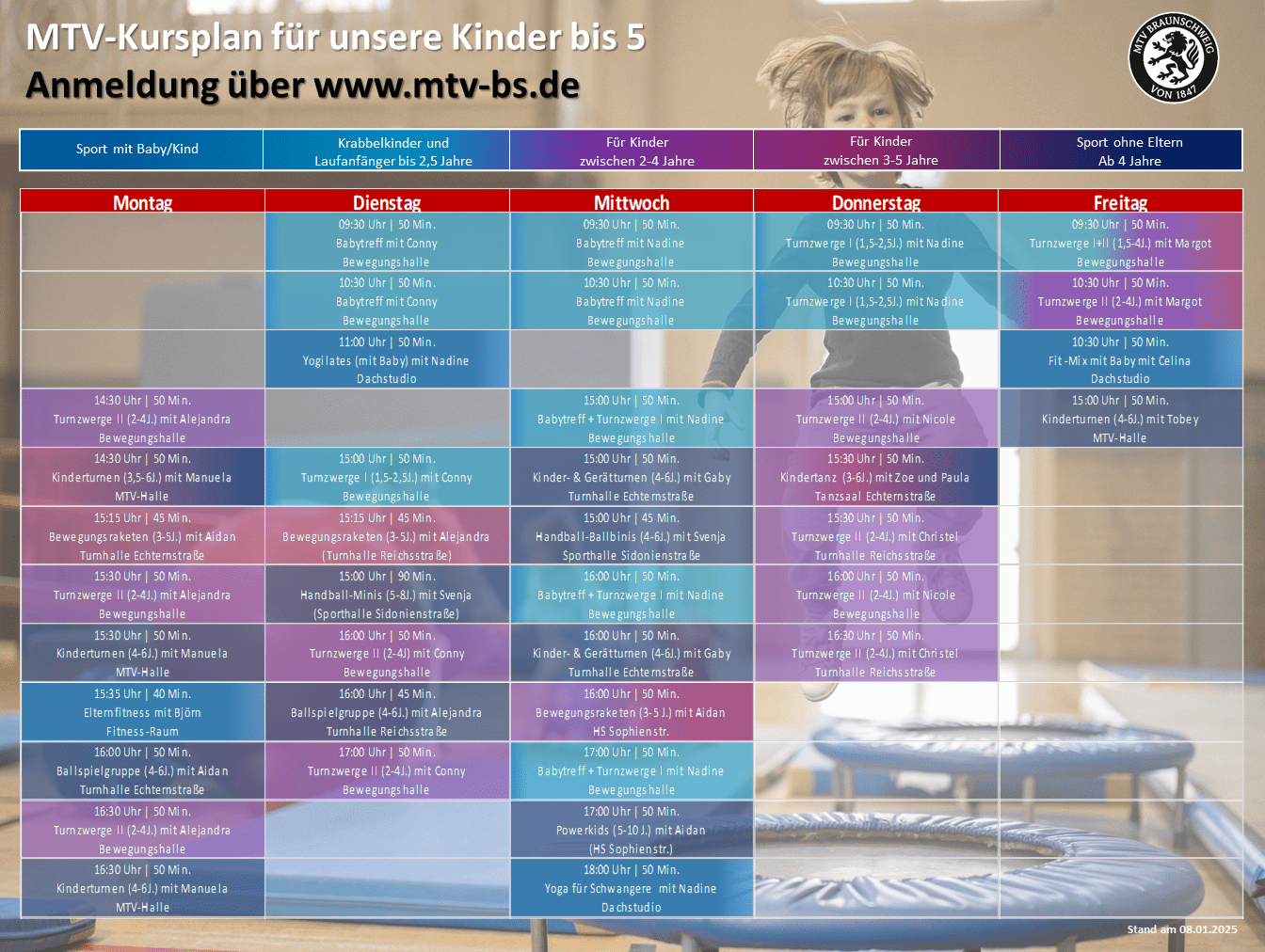 Hier siehst du unseren neuen Kursplan