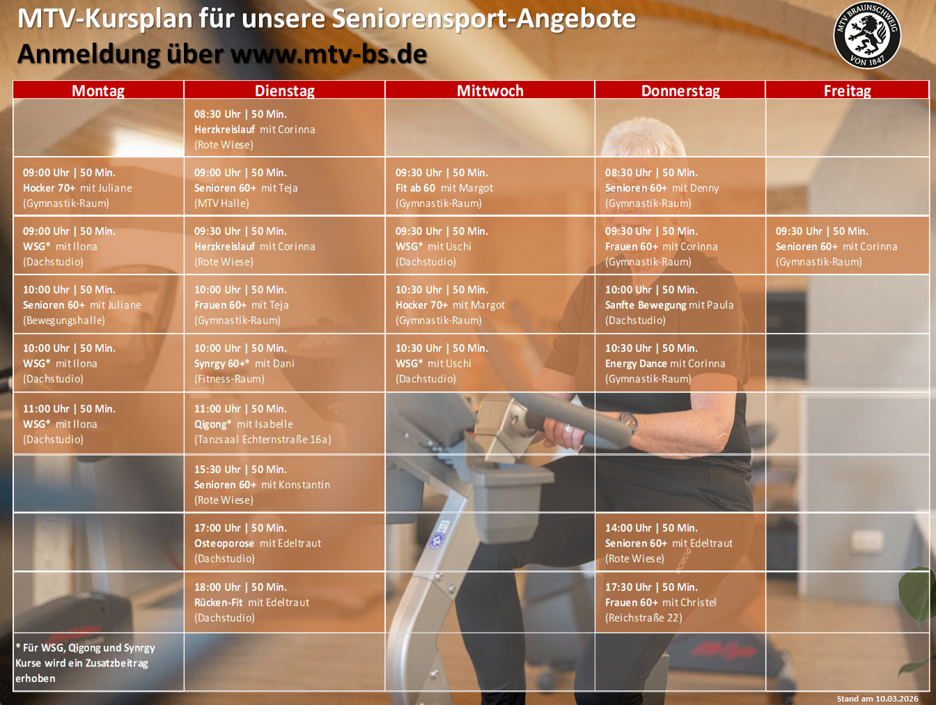 Hier siehst du unseren aktuellen Senioren Kursplan