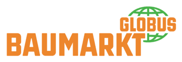 Hier siehst du das Logo vom Globus Baumarkt. Der Schriftzug ist in orange.