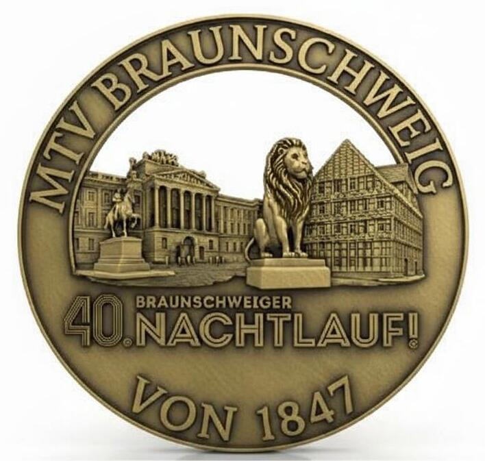 Hier siehst du unsere diesj&auml;hrige Medaille, mit einem L&ouml;wen im Zentrum.