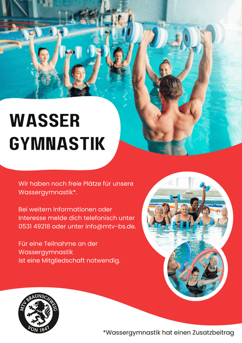 Auf dem Plakat erkennst du, dass wir noch freie Pl&auml;tze bei der Wassergymnastik haben