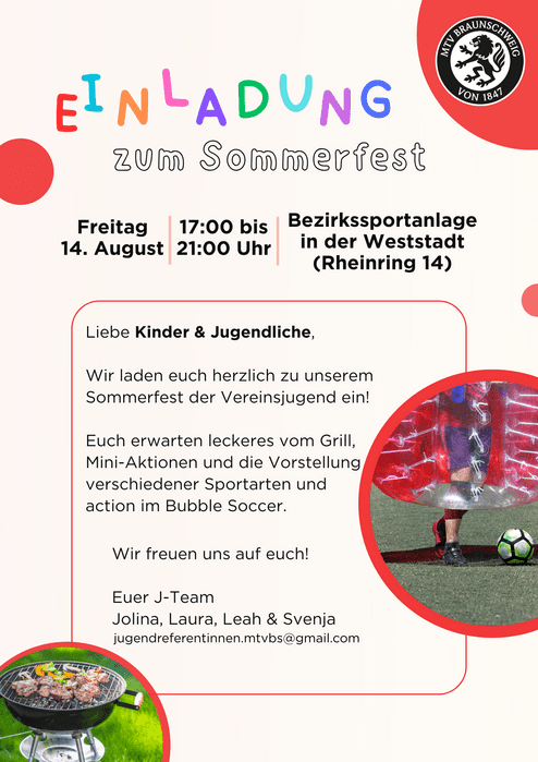 Sommerfest Hier seht ihr unsere Einladung zu unserem Vereinssommerfest