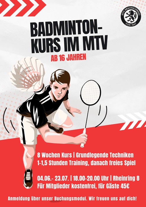Hier siehst du unseren neuen Badmointen kurs
