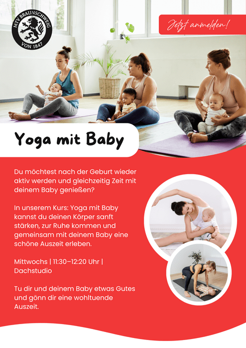 Hier siehst du unseren Kurs "Yoga mit Baby", der immer mittwochs von 11.30 bis 12.20 Uhr.