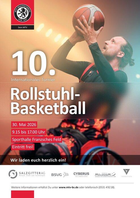 10. Internationales Turnier im Rollstuhl-Basketball Werbeplakat für das Rollstuhlbasketball-Turnier